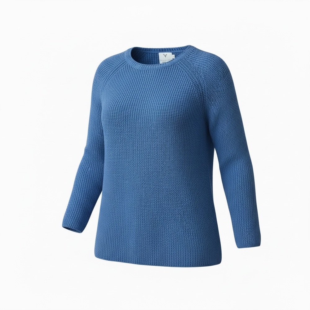 NWT Edinburgh Knitwear Crewneck Shaker-Stitch Pima Cotton Sweater Size S